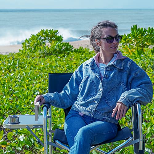 Fundango Portable Lightweight Folding Camping Director Chair With Side Table Oversized Camp Chair Aluminum Fold Up Chair Heavy Duty Holds Up To 300Lbs, Red, 19" D X 25.2" W X 34.5" H #TOP1