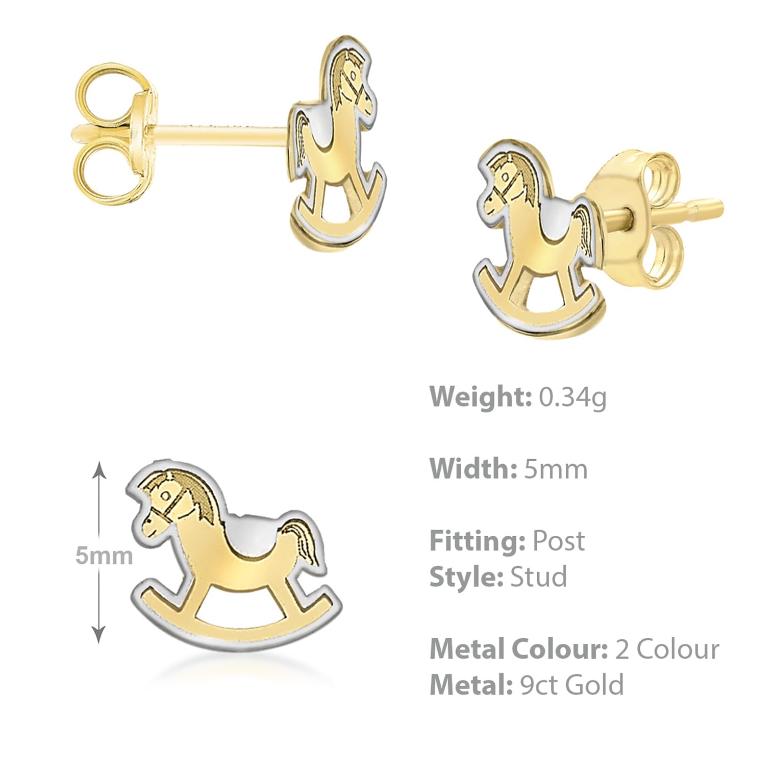 Pendientes Infantiles en Oro Amarillo de 9 Quilates con Forma de Animales