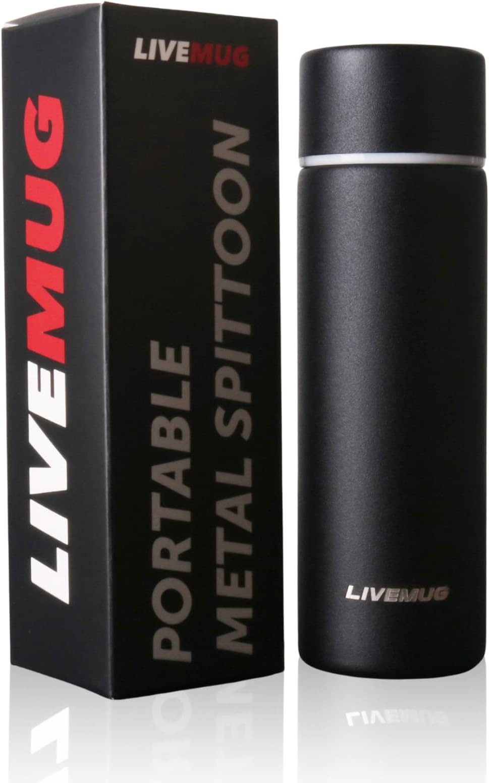 Pocket Spittoon for Chewing Tobacco - 5 Oz Stainless Steel Portable Spit Cup, Dip Spitting - Wide Mouth, Spill Resistant Spitter, Black (Matte Black)