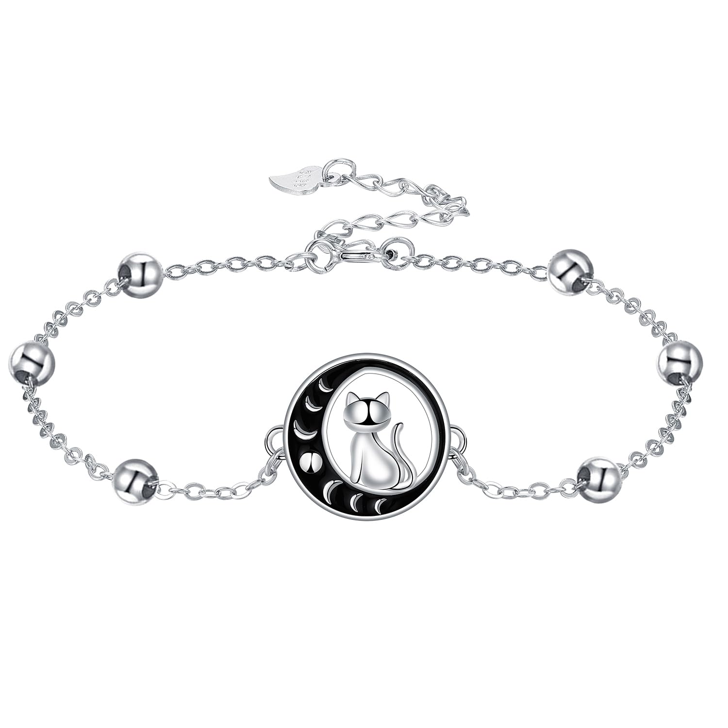 Micory Pulseras Luna Gato Plata 925 para Mujer Pulsera,Regalos Originales Para Mujers Amigo Niñas -Ajustable17+4cm