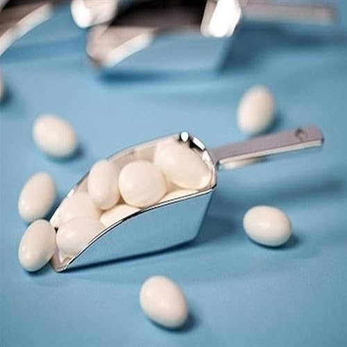Cuchara pequeña de plástico para dulces, (paquete de 12) (3.25 x 1.75 pulgadas, plateado)