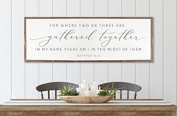 NATVVA For Where Two or Three Are Gathered Together In My Name, There am I Wall Art Canvas Print Poster Painting for Bedroom Above Bed Farmhouse Christian Home Decor Unframed