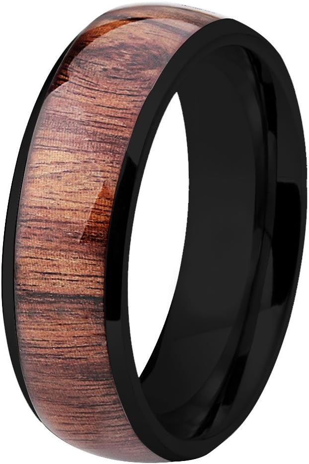 - 8mm Santos Rosewood Titanium Wedding Band For Men Engagement Ring Wedding Ring - Valentines Gift for Him