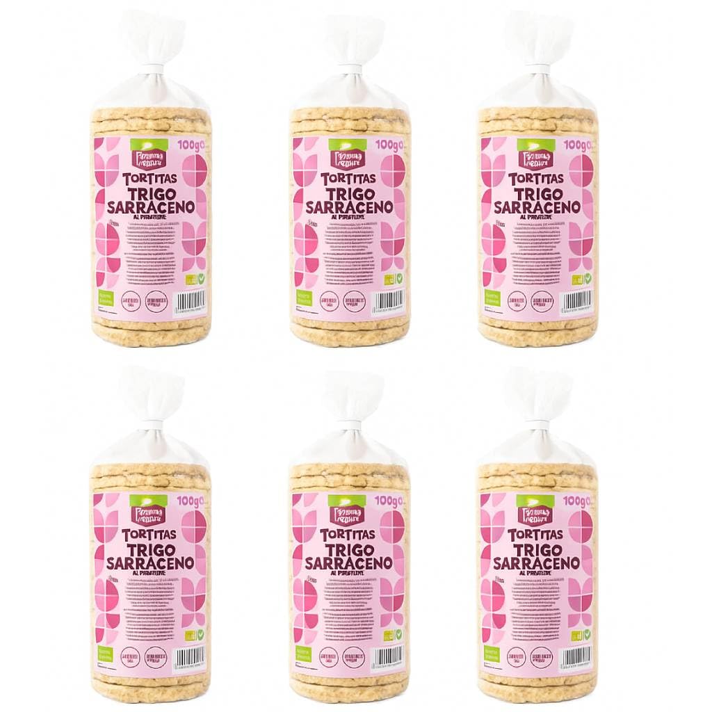 Tortitas de Trigo Sarraceno Bio 100g Sin Gluten Ecológicas Crujientes Snack Saludable Pack 6