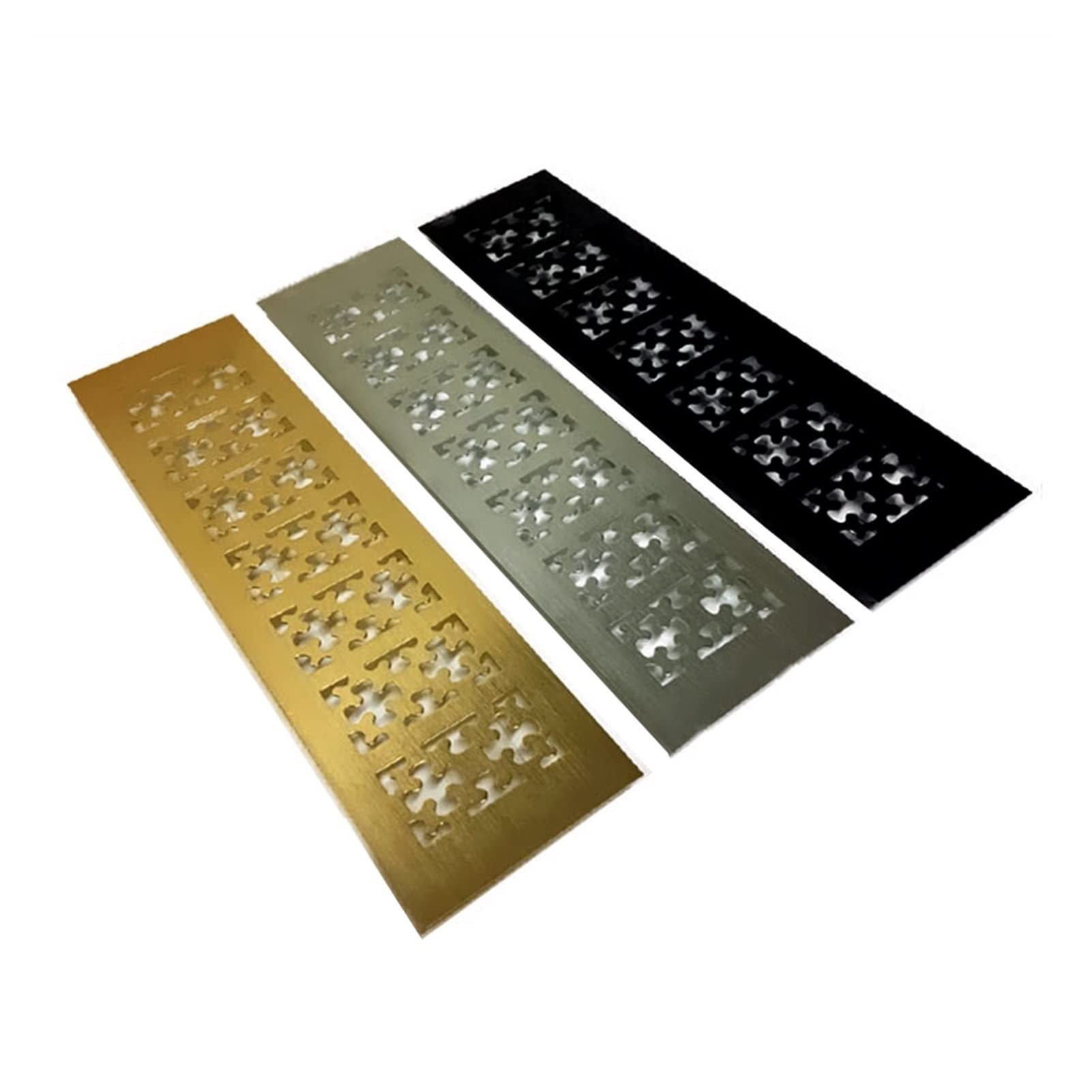Couvercle de Grille d'aération W80mm Flocon de Neige Nid d'abeille Rectangulaire Or Argent Noir Aluminium Trou de Ventilation Grille Couverture Meubles Meuble à Chaussures (Silver B, Product Size :
