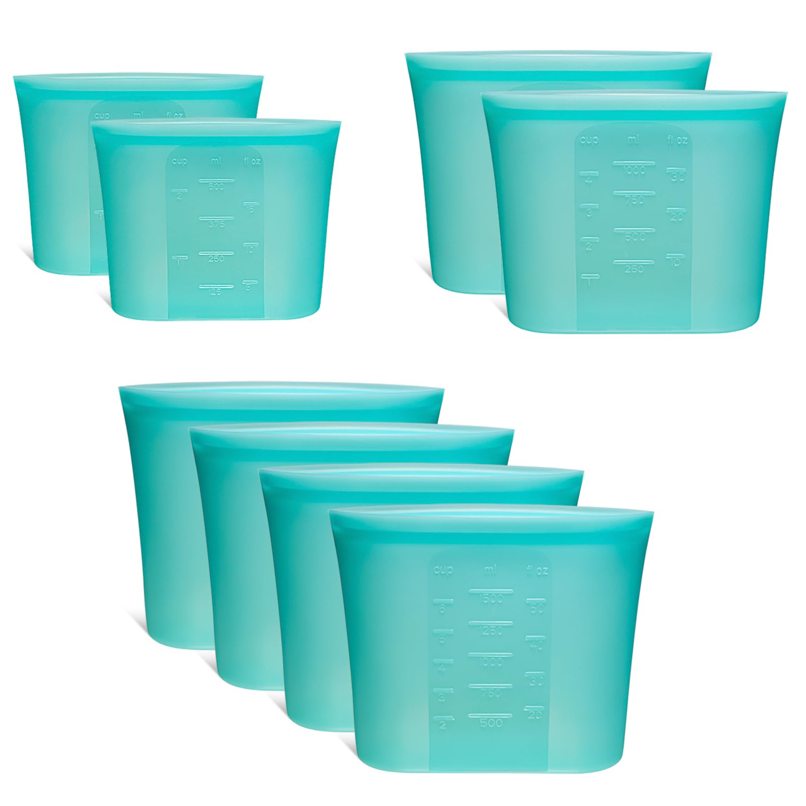 SiliSea 8-Pack Reusable Silicone Food Storage Bags
