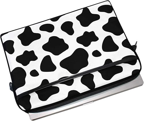 Miniatura 4 de ALAZA - Funda para laptop con estampado de vaca en blanco y negro, maletín portátil cruzado con bolsillo para correa para MacBook Air Pro Surface