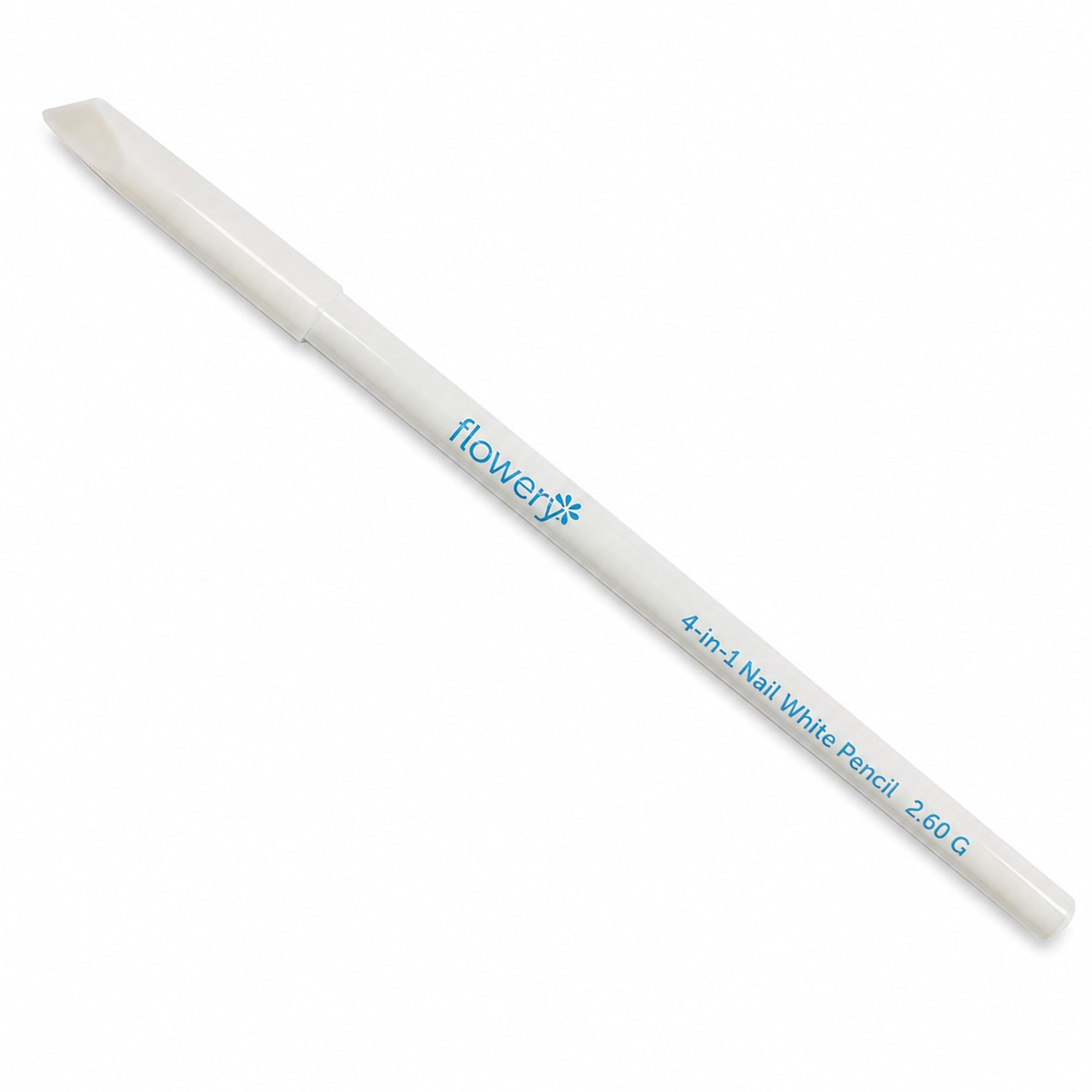 Flowery 4-in-1 White Nail Pencil – Under Nail Whitener, Cuticle Pusher for Natural French Manicure Look