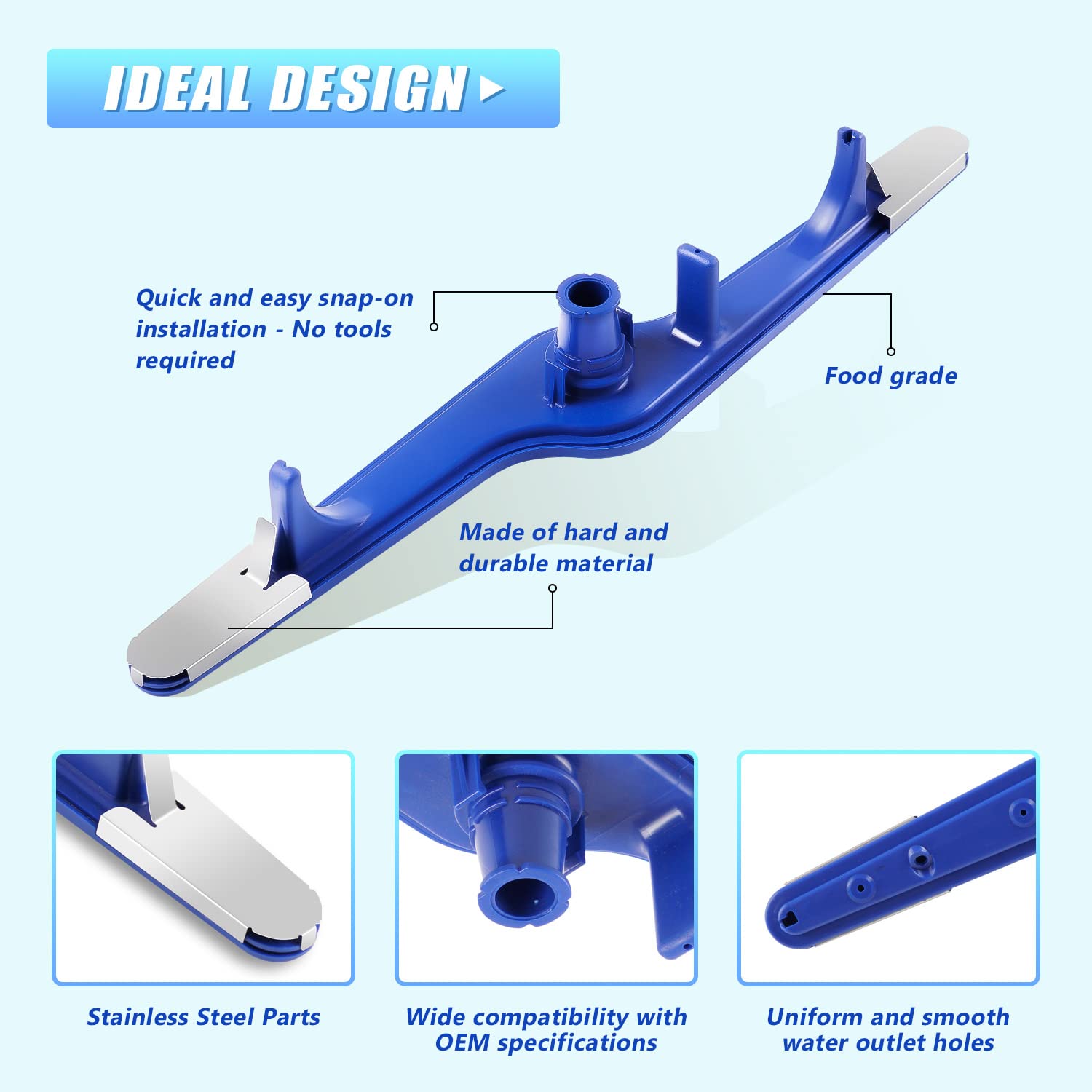 Brazo rociador inferior para lavavajillas Frigidaire y Kenmore, 154568002 154414101 y más (154568002 154414101 y más (154414101) azul 3
