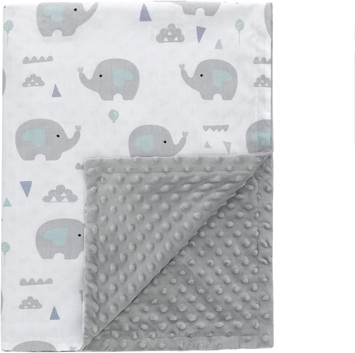 Baby Blanket For Newborn Boys And Girls, Soft Plush Fleece Blankets With Dotted Backing Receiving Nursery Blankets Gift Flower Printed Toddler Blanket (Elephant)
