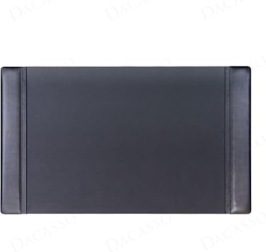 Classic Leather Desk Pad with Side Rails - Luxury Leather Desk Blotter for Writing - Padded Executive Desk Surface Protector - Black, 34 x 20 - Dacasso