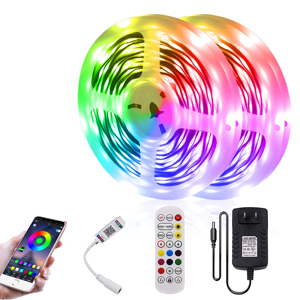 Amazon.com: XUNATA RGB LED Strip Light with Bluetooth Controller, 12V Power  Adapter and 24-Key IR Remote, 15m SMD 5050 18LEDs/m, Music Sync and APP  Control, Non-Waterproof Tape Light Set (15m/49.2ft) : Tools