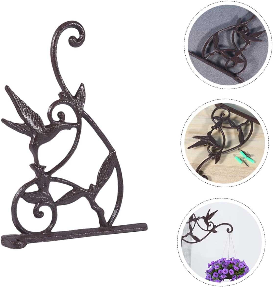 2Pcs Cast Iron Vintage Hanging Basket Brackets Rustic Garden Flower Pot Hooks for Outdoor Decor Multi-Purpose Plant Hangers for Balcony and Patio