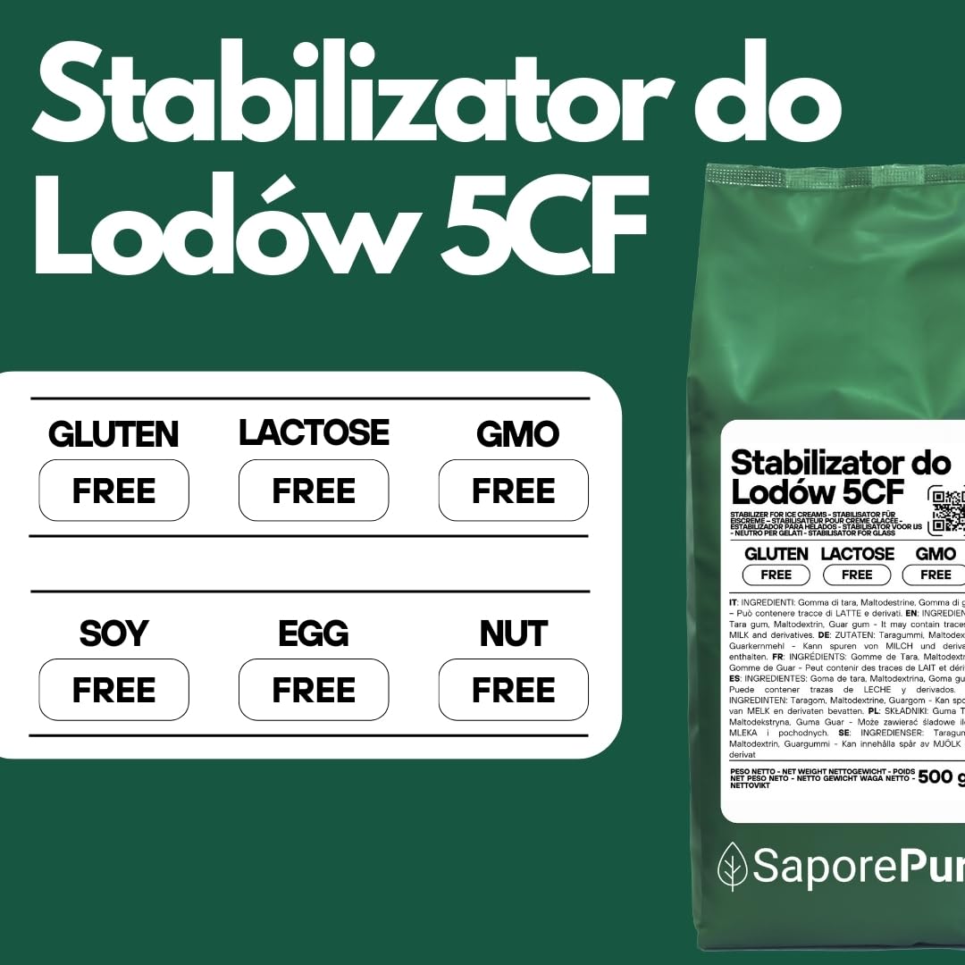 Saporepuro STABILIZATOR DO LODÓW I SORBETU z Mąką Tara i Guar - 500 gram