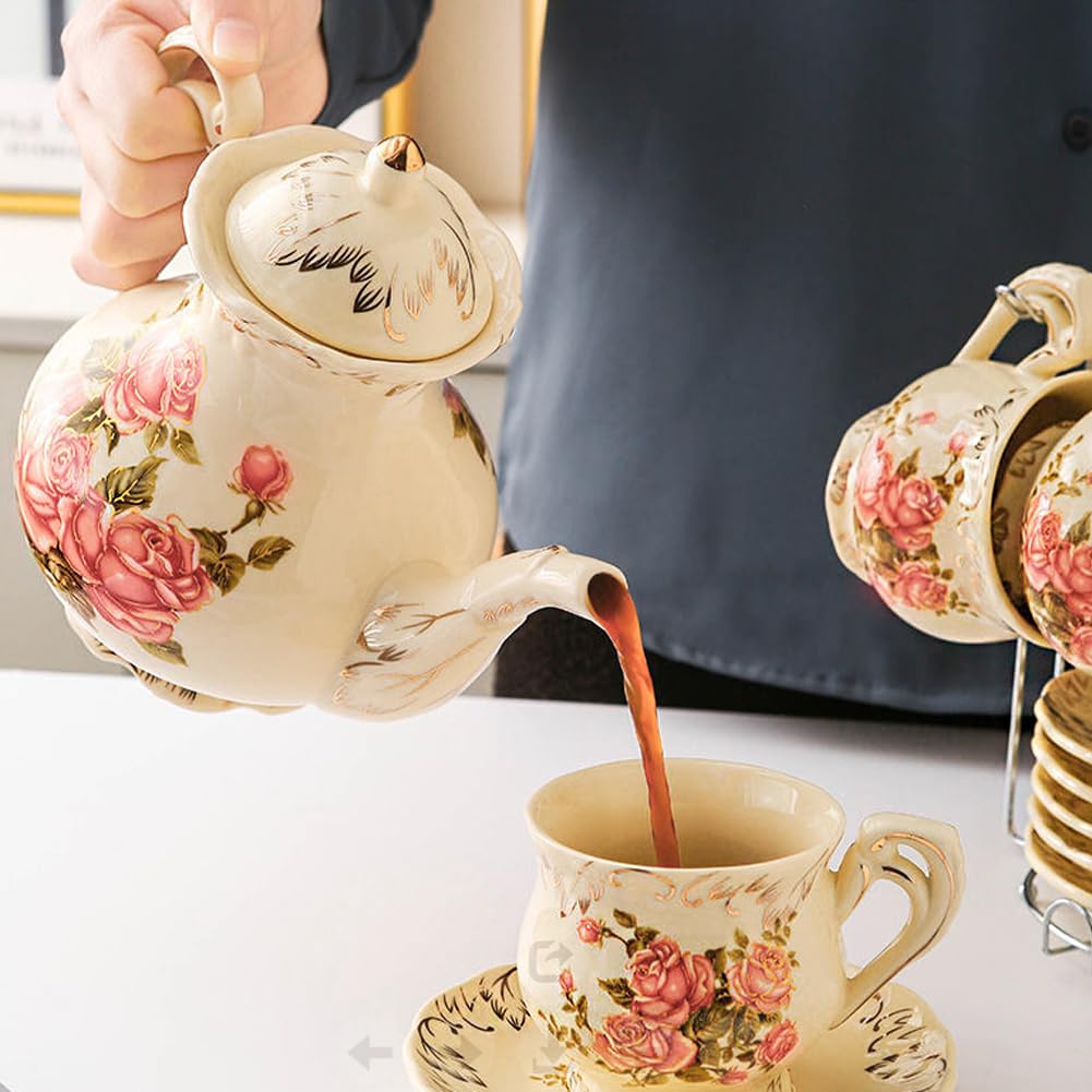 Amazon | HSYTEK 磁器ティーポット 花柄 39オンス/3カップ セラミック