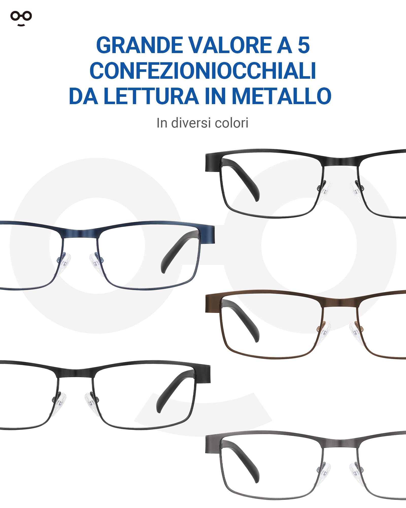 JOLISU 5PCS Occhiali da lettura da uomo - Luce blu che blocca i lettori di computer in metallo con montatura sottile per uomo/donna（3.25）