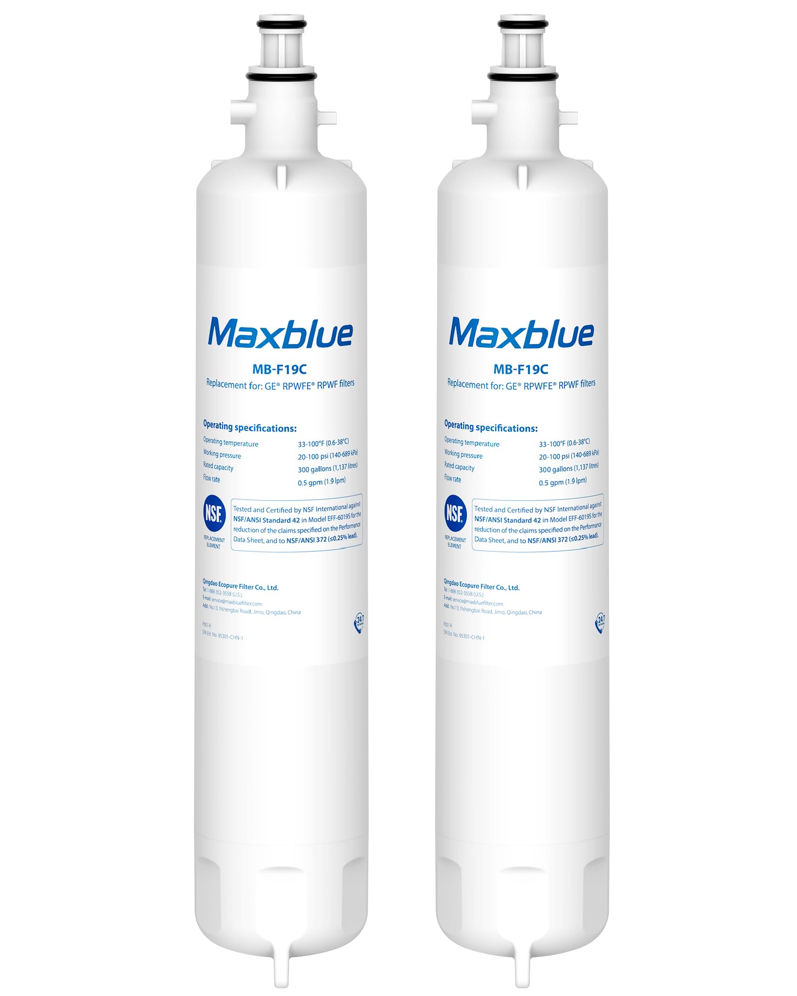 Maxblue Replacement for GE RPWFE RPWF with CHIP Refrigerator Water Filter Compatible with WSG-4 WF277 GFE28GMKES PFE28KBLTS GFD28GSLSS