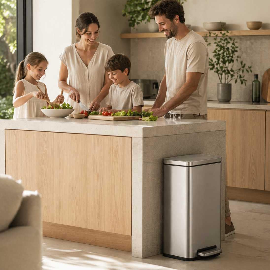 EKO Stella Slim Cubo de Basura con Pedal 45 L, Acero Inoxidable | Plata