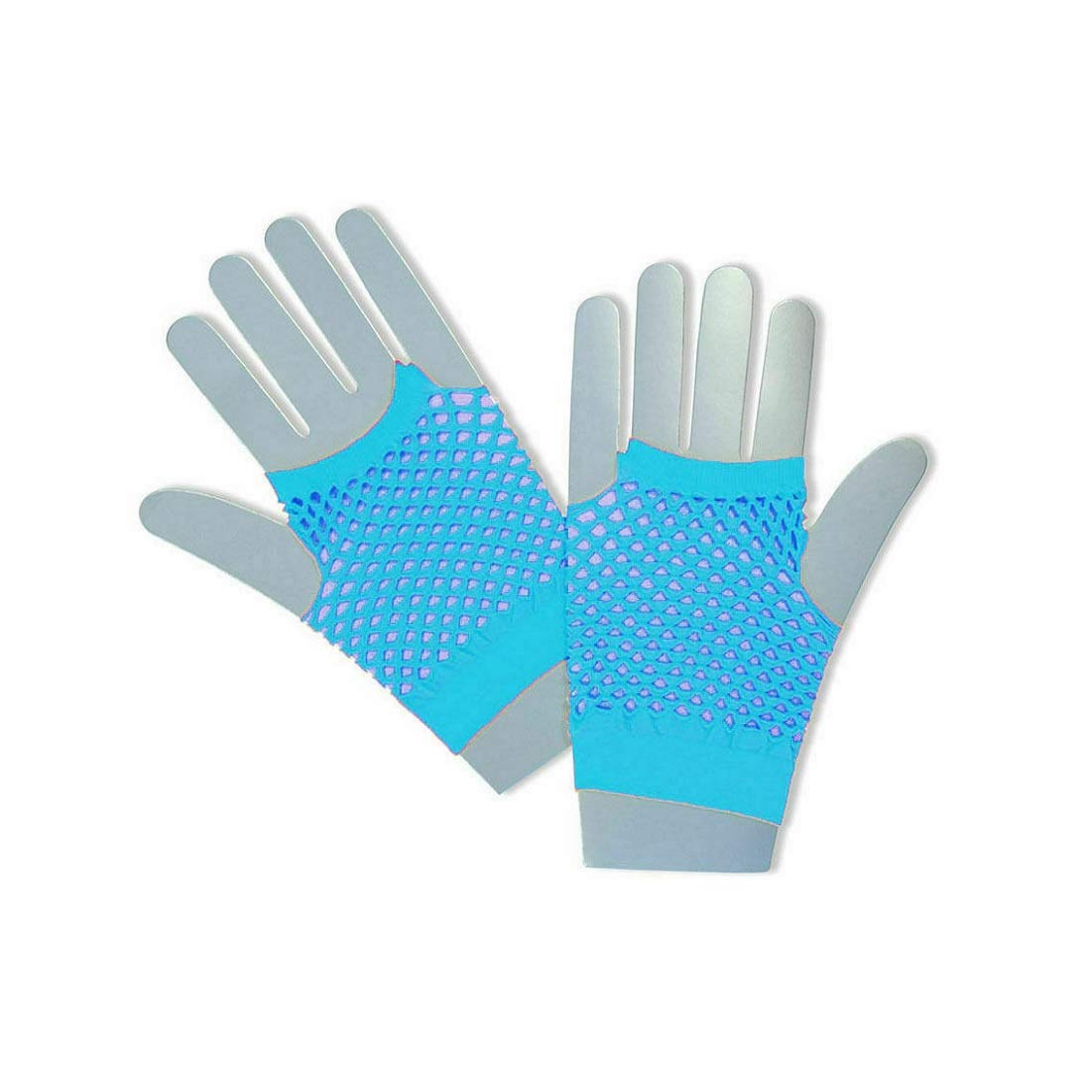 Short Fishnet Gloves Finger Less Fancy Dress 1980's Neon Punk Rave Hen Night Tutu (Turquoise)