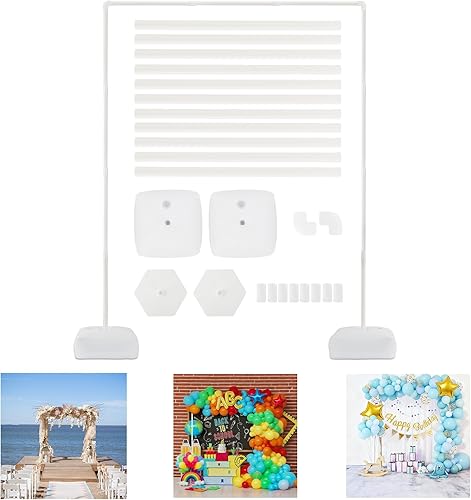 Soporte de arco cuadrado de plástico kit de arco de globos ligero desmontable con base de bolsa de agua para estabilidad, forma variable para arco