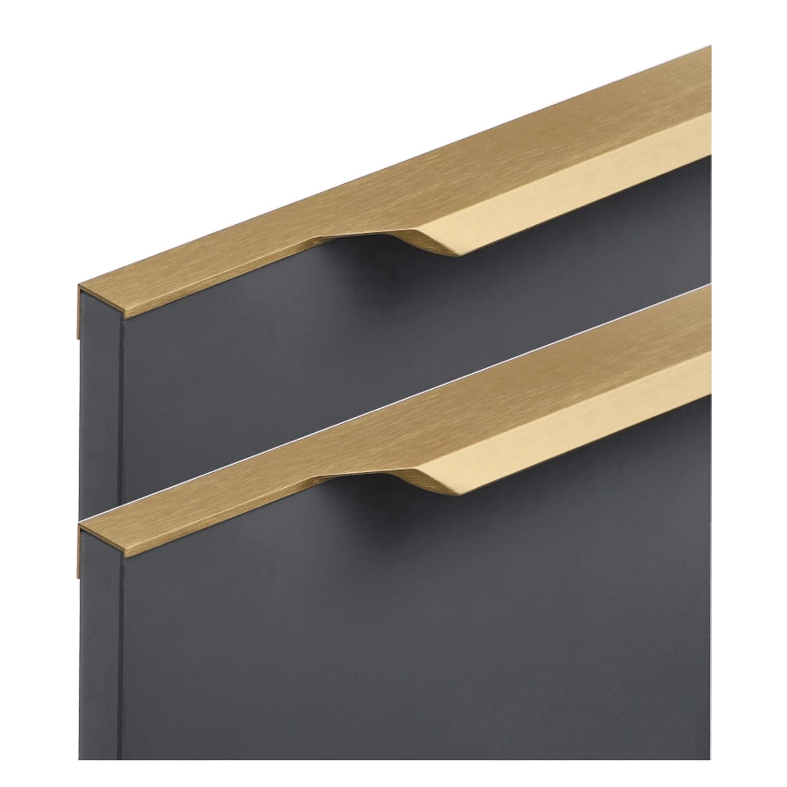 Poignées d'armoire dissimulées dorées 400mm en aluminium pour cuisine et meuble Lot de 2
