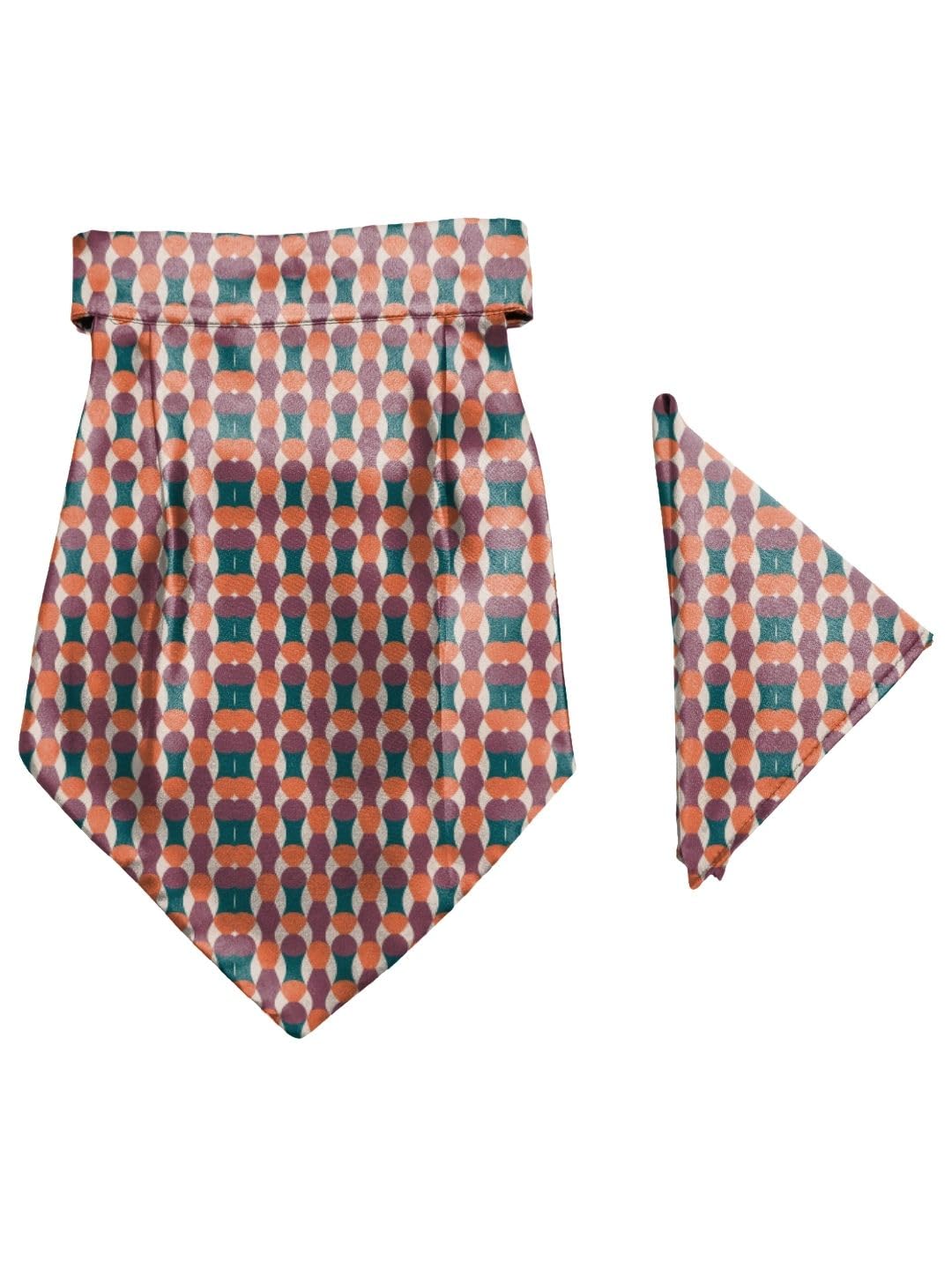 Hexagon Harmony Printed Cravat and Macthing Pocket Square for Men-image-34