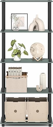 Vista 467 de Furinno Turn-N-Tube - Estantería multiuso de 5 niveles, estantería para exhibición, almacenamiento o libros, con tubos redondos, color cereza claro