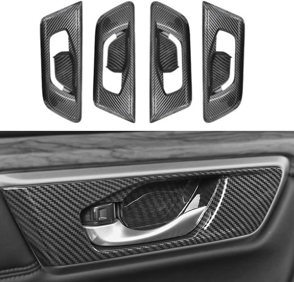 4PCS ABS Red Automotive Interior Door Handle Bowl Cover Inner Door Decoration Frame Trim for Honda CRV 2017 2018 2019 2020 2022(Without Memory Seat Buttons)