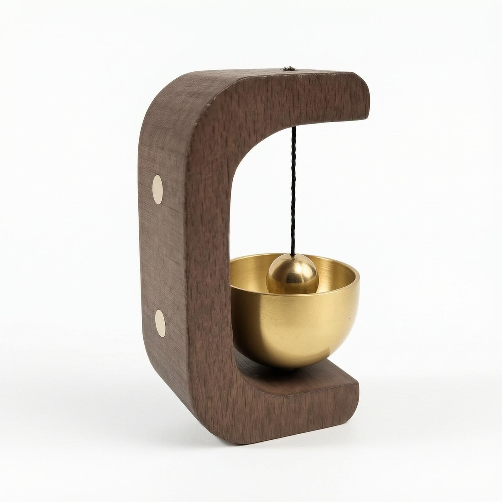 Wooden Entry Chime Touch-to Chime Entry Chime Decorative Wooden Bell with Metal Bowl for Homeowners, Entryway, Desk, Relaxation Corner Walnut Magnetic-image-35