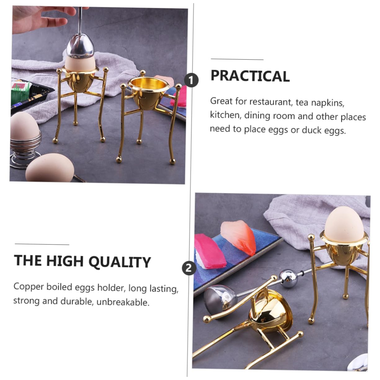 2pièces Support à Œufs Pur Triangle Doré pour Œufs Durs Et Décoration De Pâques Élégant Et Pratique pour Table Et Cuisine