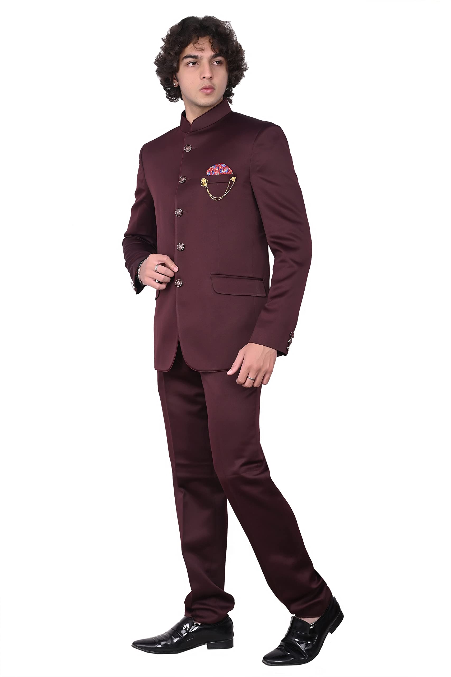 Men Jodhpuri Suit Polyester Viscose Blend Slim Regular Fit 2 Piece Coat Suit and Pant Set-picture-55