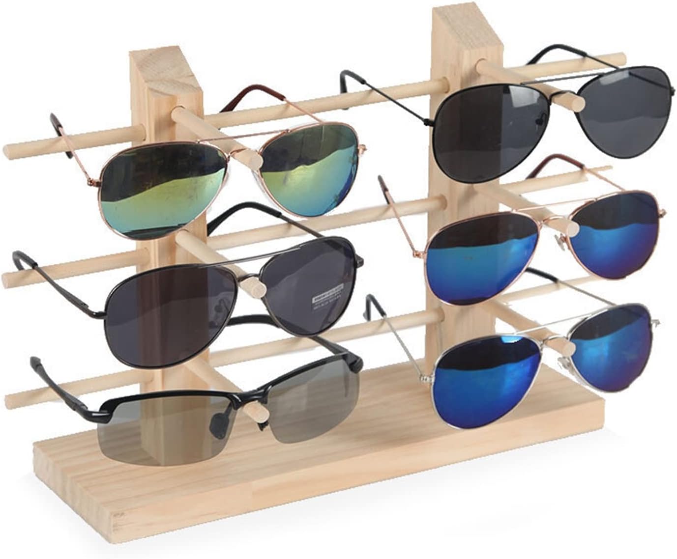 Multi Layers Wooden Sunglass Eyeglasses Display Stands Shelf Glasses Display Show Stand Holder Rack Jewelry Glasses Showcase Sunglasses Display Stand (Color : Single 5) (Double 6)