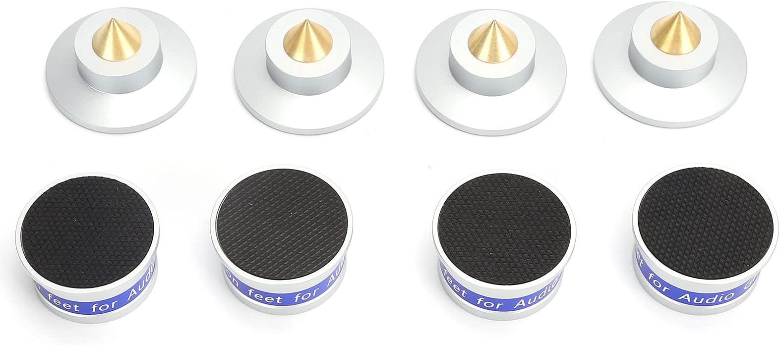 Preffair Isolation Feet, Aluminum Alloy Spikes for Turntables and Speakers, Reduces Vibration and Enhances Sound Clarity (Silver)