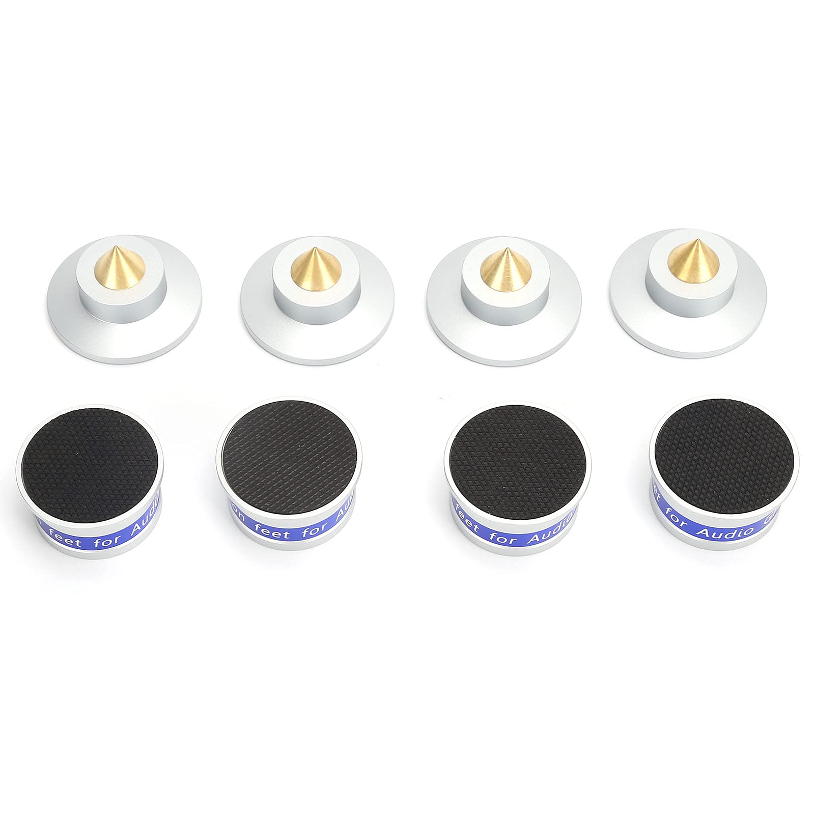 Preffair Isolation Feet, Aluminum Alloy Spikes for Turntables and Speakers, Reduces Vibration and Enhances Sound Clarity (Silver)