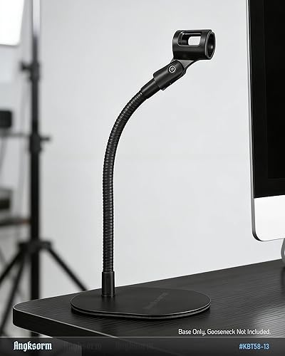 Miniatura 5 de BT01 - Base universal para micrófono, soporte de escritorio elíptico de metal resistente con rosca de 5/8"-27, adaptadores de 1/4" y 3/8