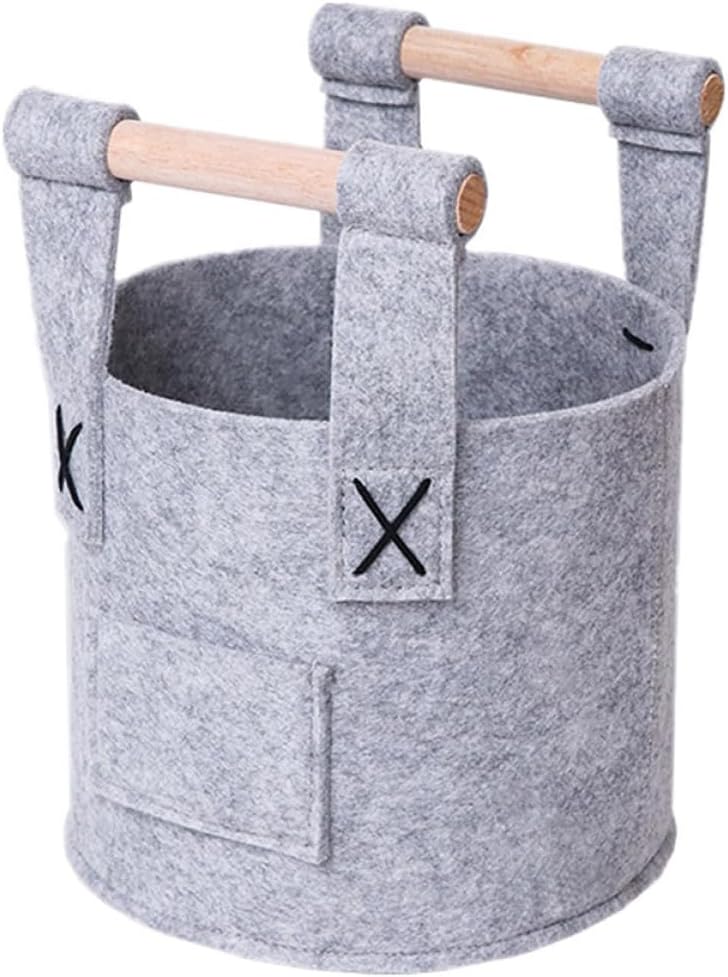 Amosfun 1 Piece Felt Storage Bucket Foldable Basket Collapsible Baskets