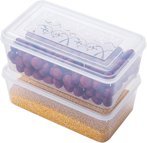 Contenedores de almacenamiento de plástico, paquete de 2 cajas de almacenamiento de plástico transparente de 4.5 cuartos de galón con tapas,