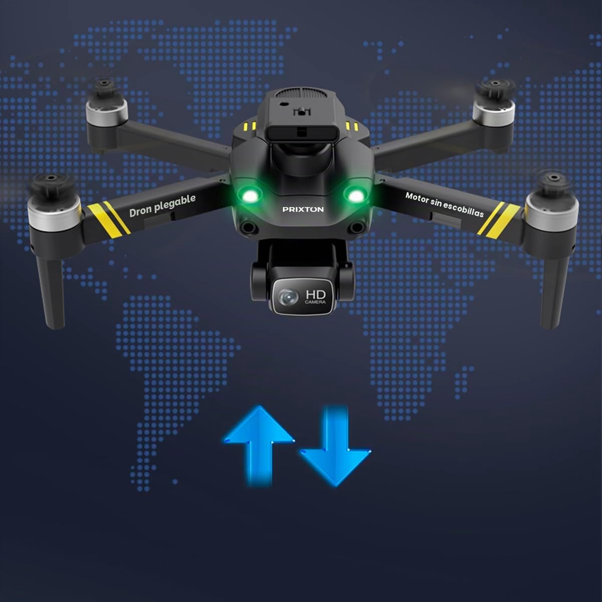 PRIXTON Drone Alpha Pro, Cámara, WiFi, Sensor Anticolisión Multidireccional, Estabilizador óptico