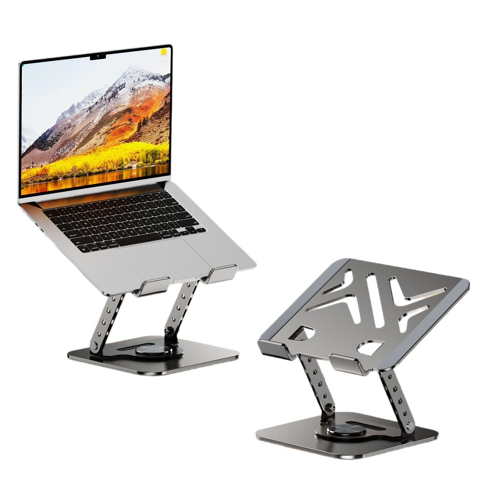 Soporte para portátil giratorio a 360°, ajustable en altura, soporte ergonómico de refrigeración, plegable y portátil, soporte extensible para sobremesa con un máximo de 16 pulgadas