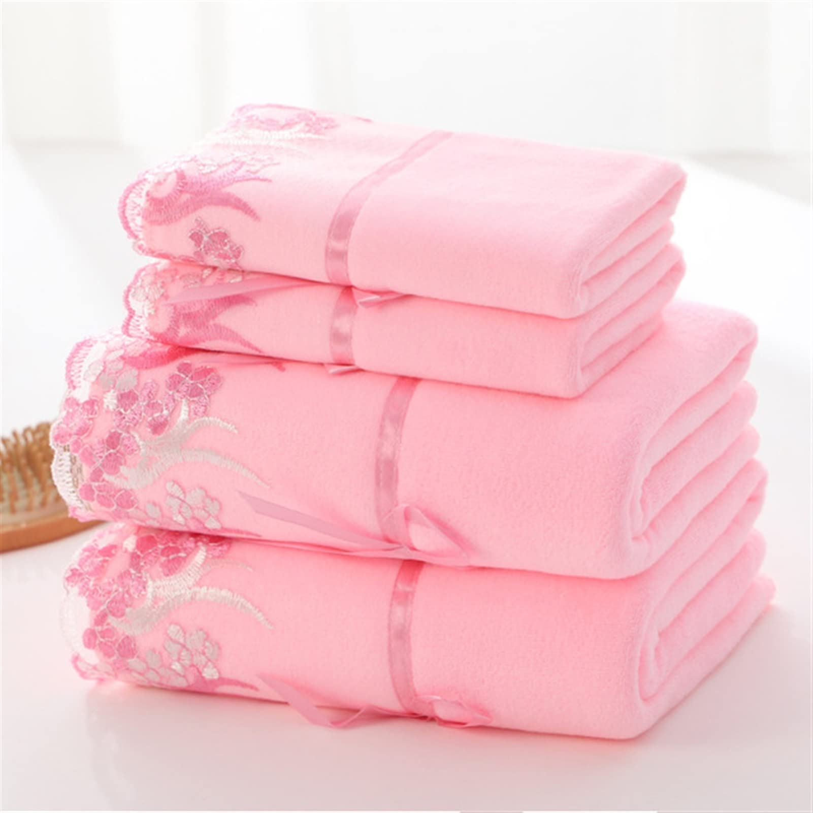 Bath Towel Gift Set Bath Towels for Adults Large 70 140 Lace Embroidered Towels 35 75cm Face Towels
