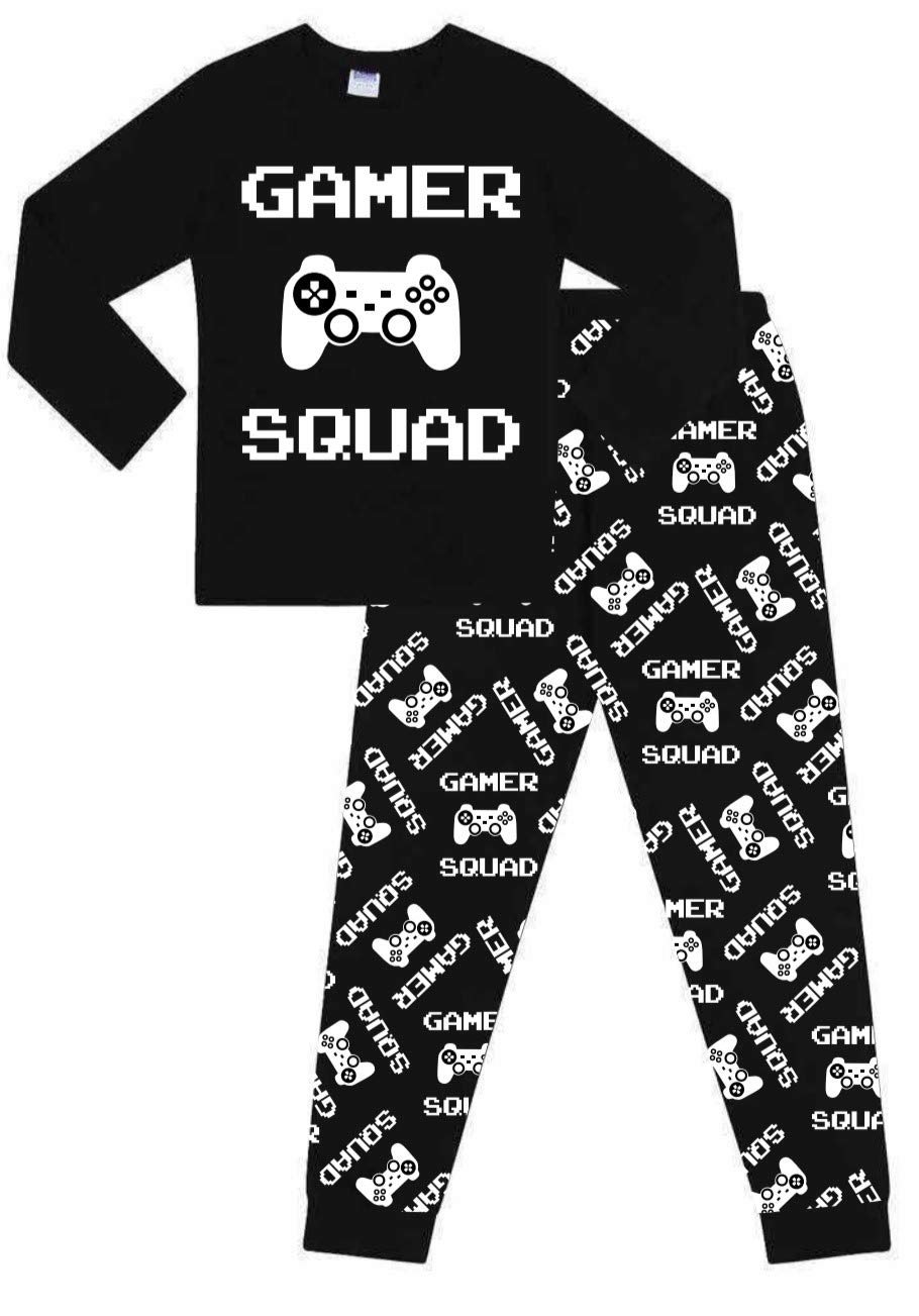 Boys Gamer Squad Cotton Long Black Gaming Pyjamas