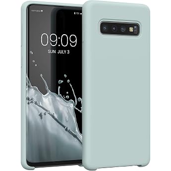 kwmobile Mobile Phone Case for Samsung Galaxy S10 Case - Silicone Case - Wireless Charging - Protective Cover in Cool Mint