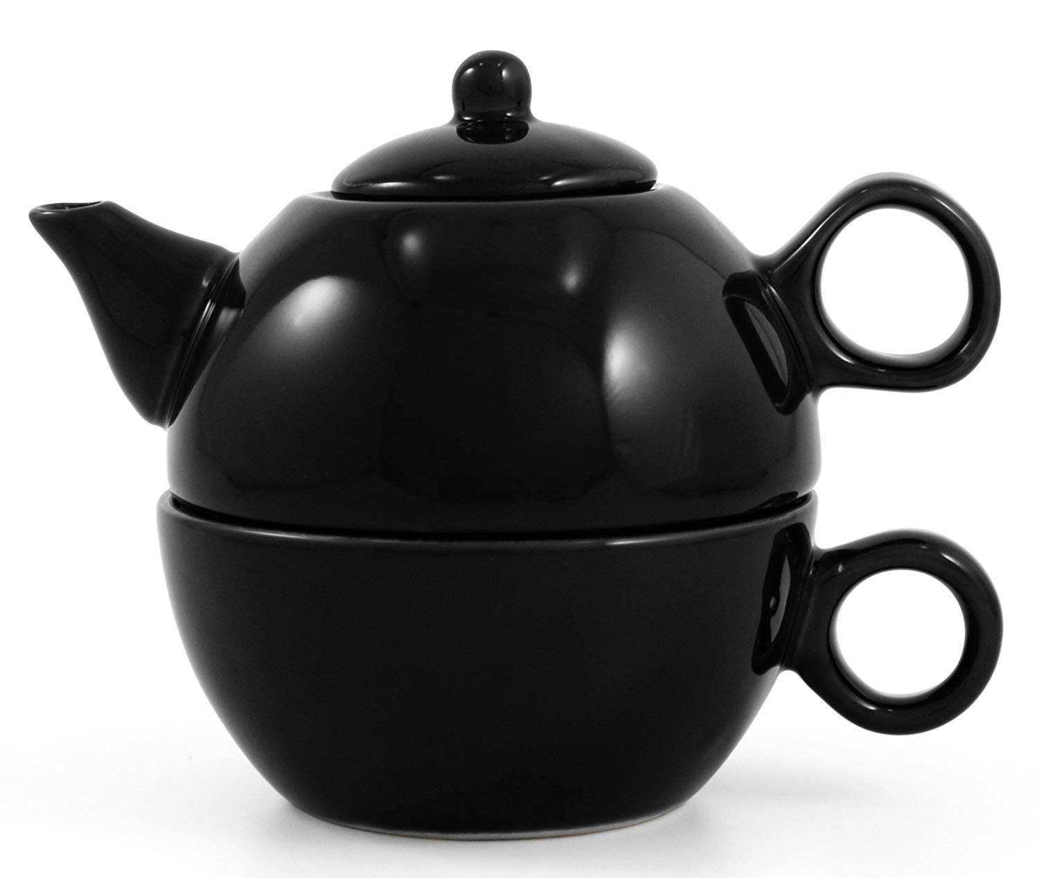 Théière en céramique Metropolitan Tea Pot noire avec bec verseur anti-goutte