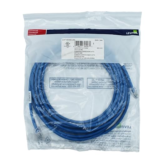 Cable de Red CAT 6 de 20 ft Azul Leviton miniatura 4
