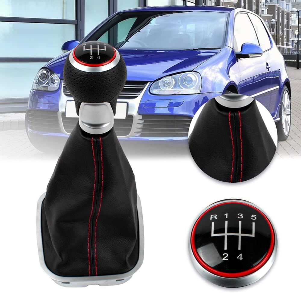 5 Speed Manual Gear Stick Knob & PU Leather Dust Cover | Boot Fit for Volkswagen Beetle | Gray Color 1 Pc