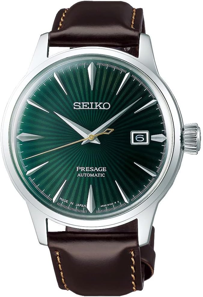 Set Product Seiko Presage SRPD37J1 Presage Japanese Automatic Mens Wristwatch, Green & Microfiber Cloth, 5.1 x 5.1 inches 13 x 13 cm