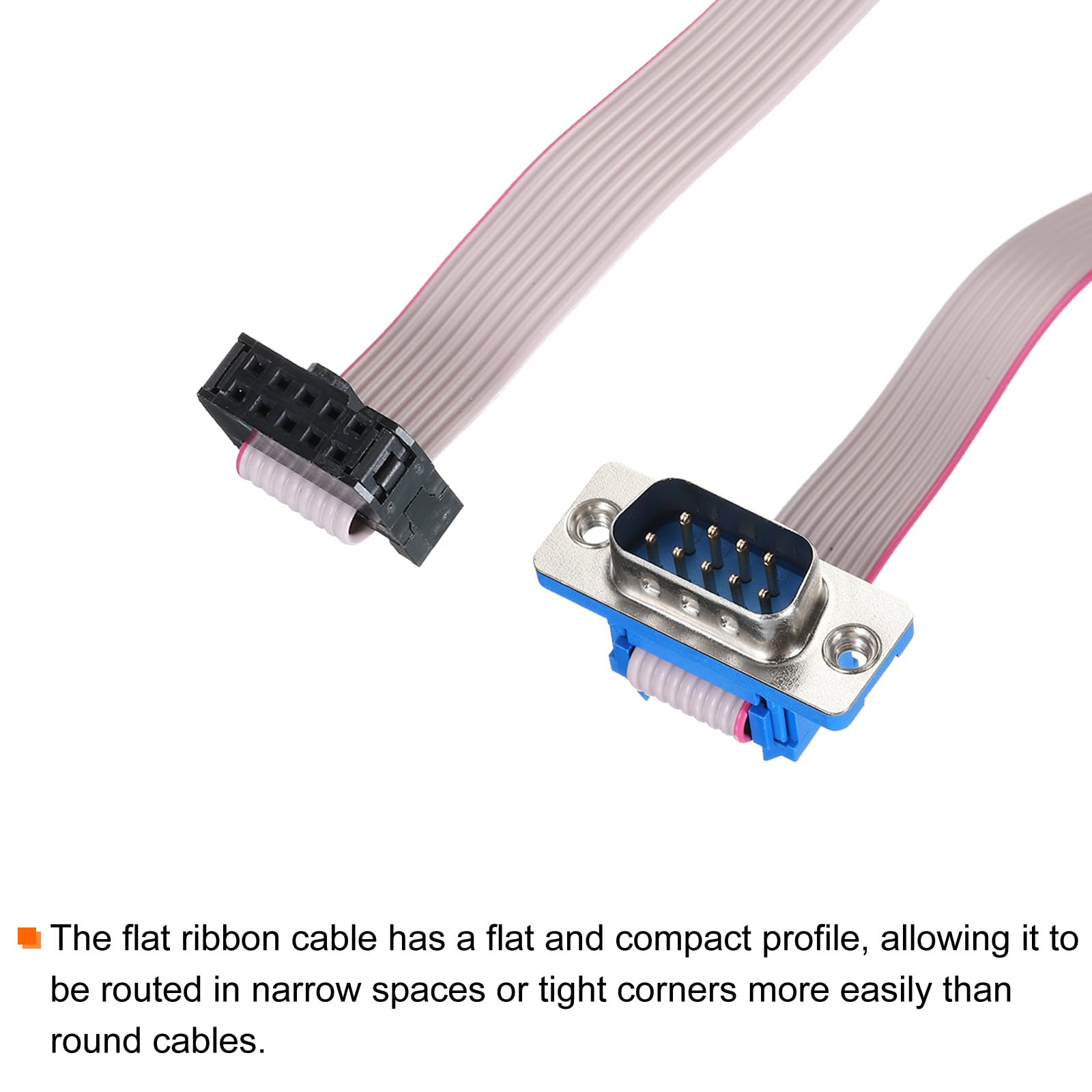 QUARKZMAN 2 Unidades de Cable de Cinta Plana de 10 Pines Gris DB9 Macho a FC -10P Espaciado de 2.54mm Longitud de 30cm Cable de Puerto Serie DB para Computadora, con 4 Tornillos