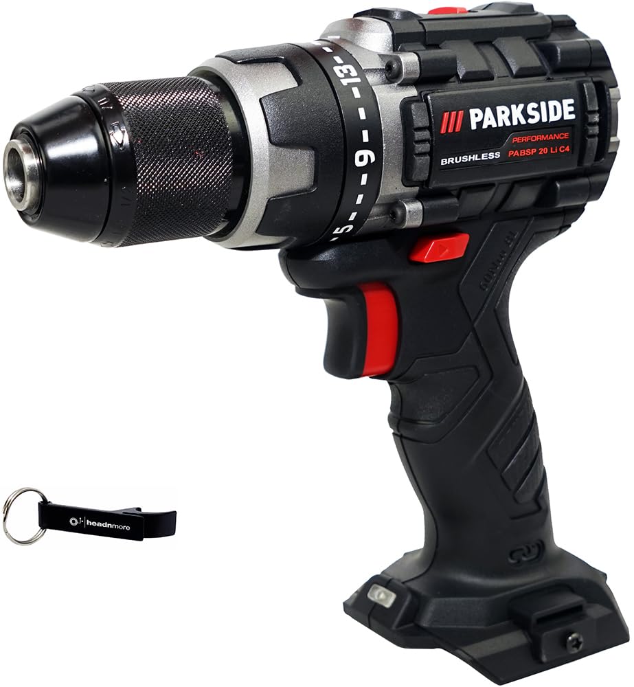 HEADNMORE® Paquete - PARKSIDE PERFORMANCE® 20V Taladro atornillador inalámbrico PABSP 20 (sin batería) +Llavero