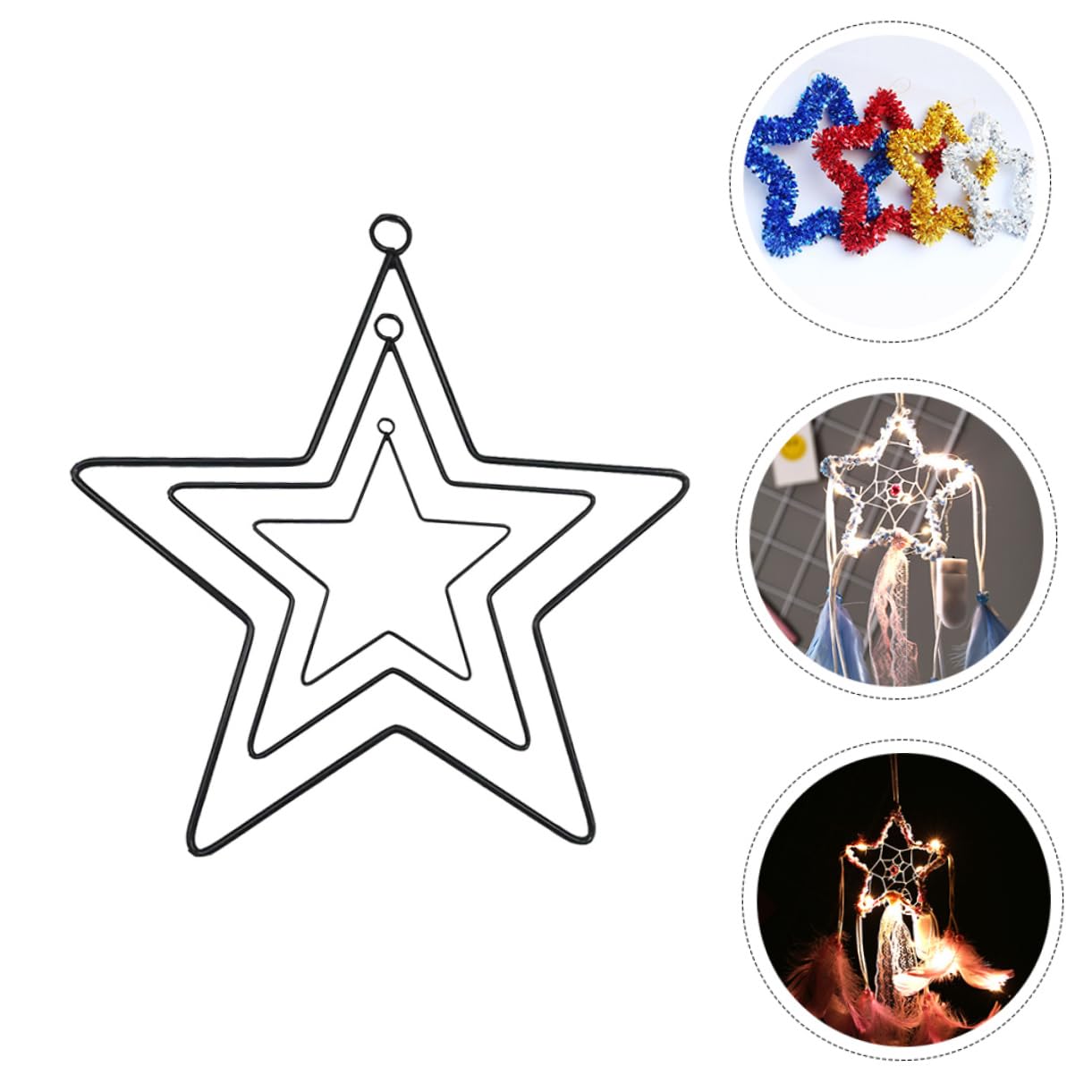 PRETYZOOM 3pcs DIY Iron Wire Star Wreath Support Large Wire Wreath Frame Home Decor