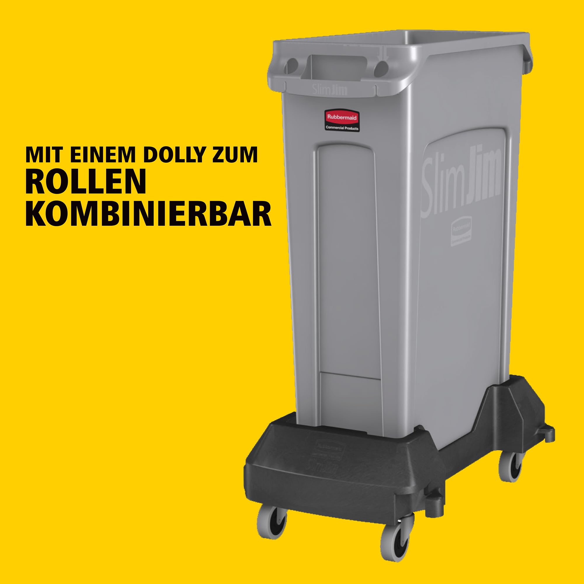 Rubbermaid Commercial Products FG354060GRAY Slim Jim Recyclingbehälter mit Lüftungskanälen, 87 L, B558 mm x T279 mm x H762 mm, Grau